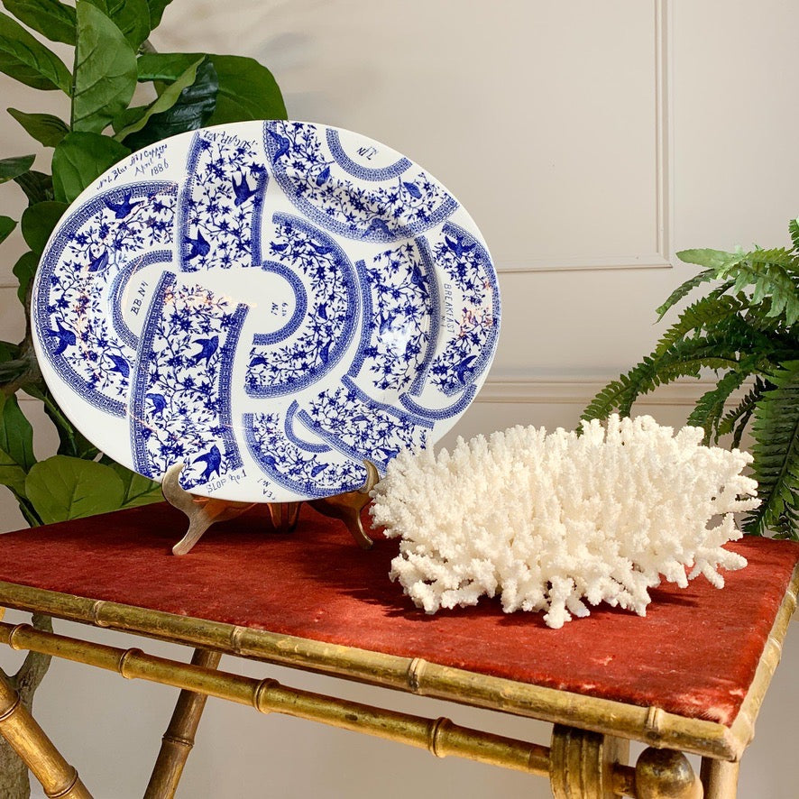 19th Century Derby Pottery Blue and White Sample Pattern Plate