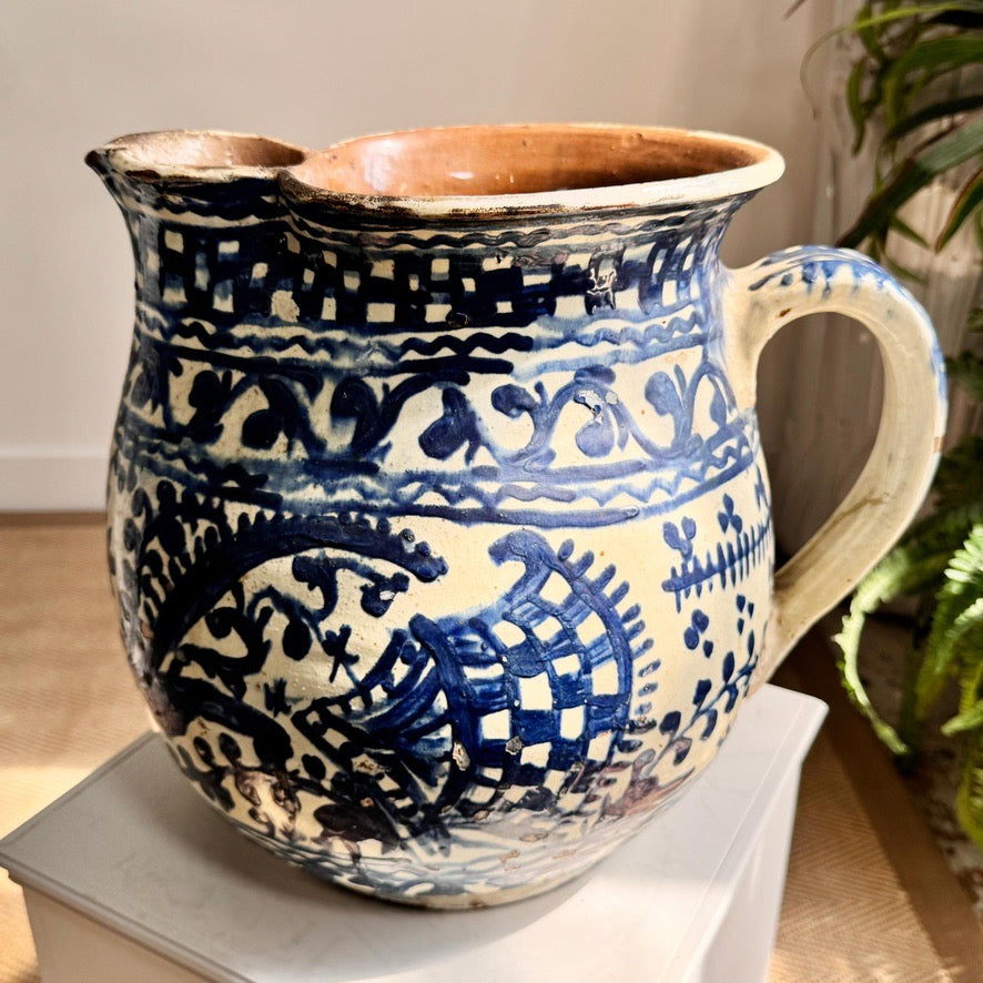 Antique Troita Popa Slipware Jug Romanian 1920's