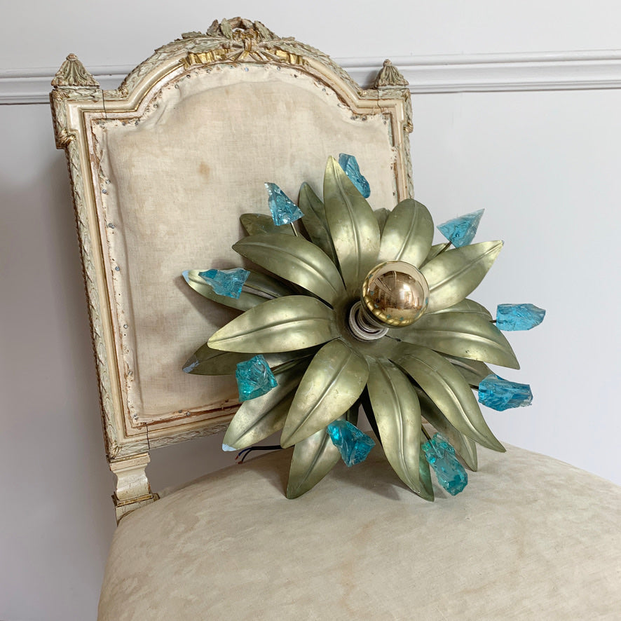 Chateau De Brie Aqua Aura Quartz Flower Wall Light