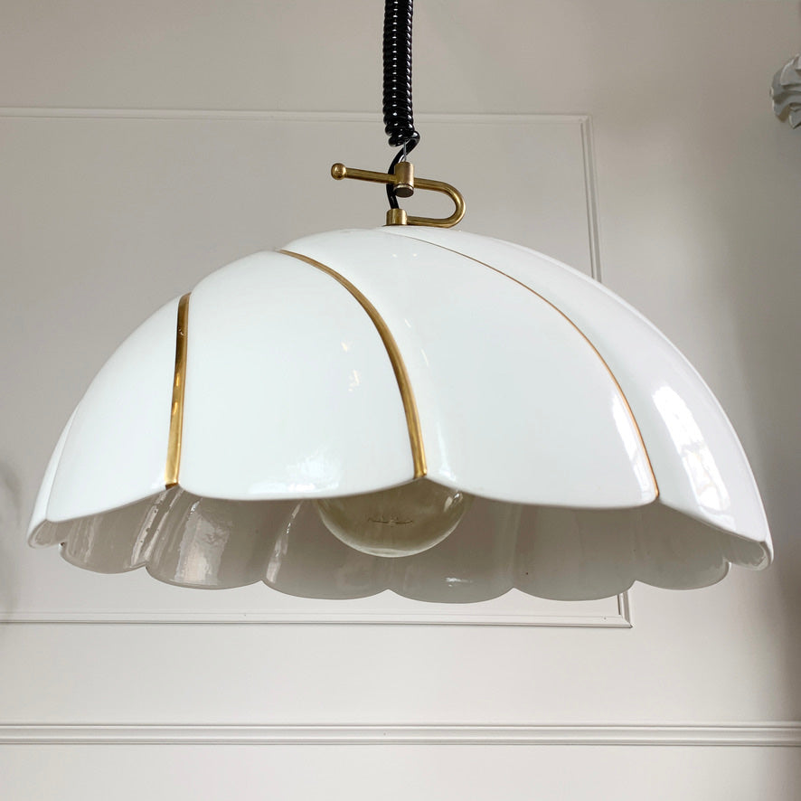 Tommaso Barbi Huge White and Gold Ceramic Pendant Light