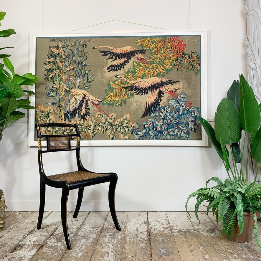 1950's Robert Debiève Cubist Screen Print 'Flight of Flamingos'