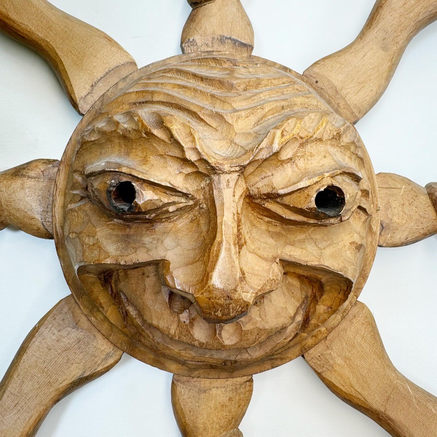 Italian Wooden Sun Face Mask Carving by Hermann Reichegger