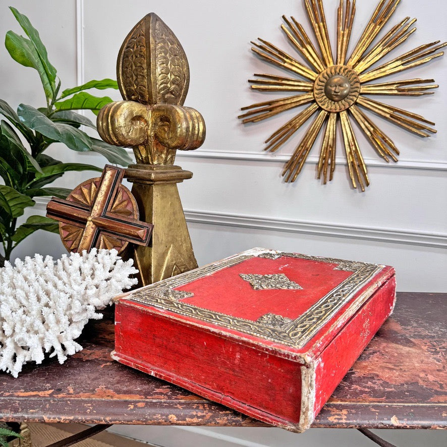 Antique Baroque Bible Box 18th Century Pastiglia Decorated
