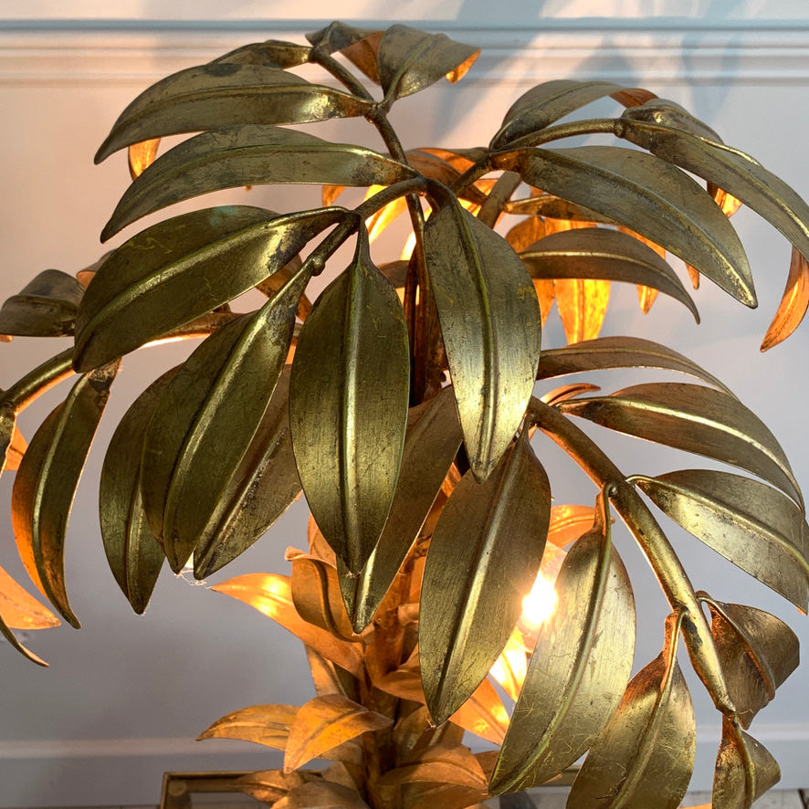 Hans Kogl Gold Palm Tree Table Lamp, 1970's
