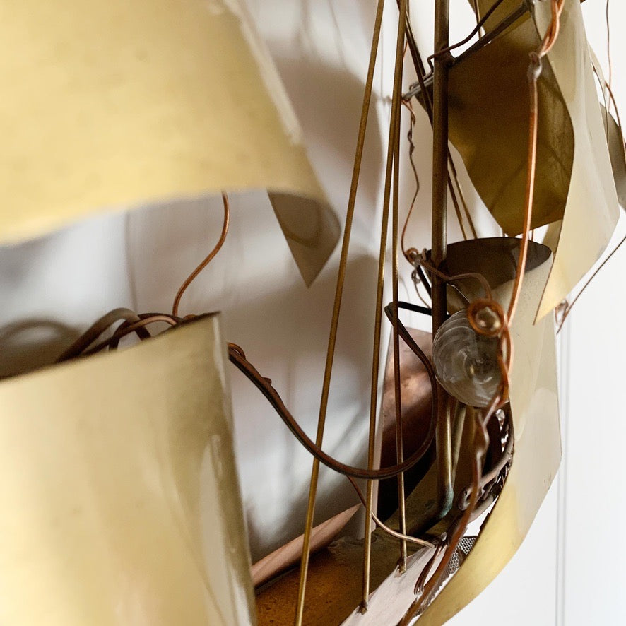 Daniel D'haeseleer Gold Galleon Wall Light C 1970's
