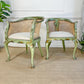 Pair of 19th Century Green Queen Anne Revival Chinoiserie Bergere Chairs