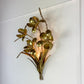 Brutalist French Gold Flower Bouquet Wall Light