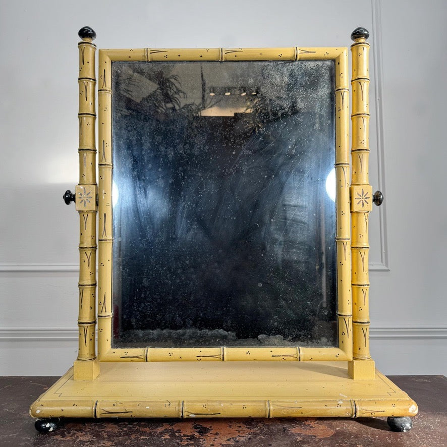 Regency Painted Faux Bamboo Dressing Table Mirror