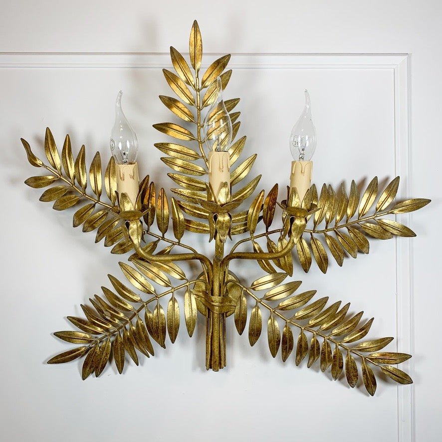 Gold Italian Laurel Leaf Wall Light 1950's