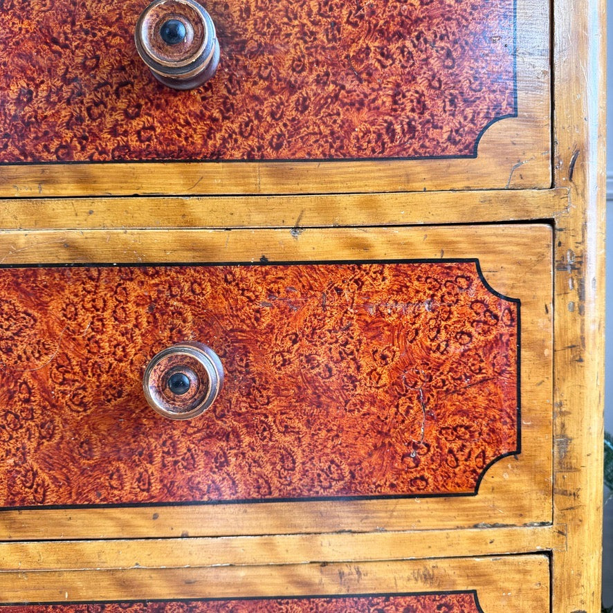 Biedermeier Scumble and Faux Burlwood Painted Chest of Drawers