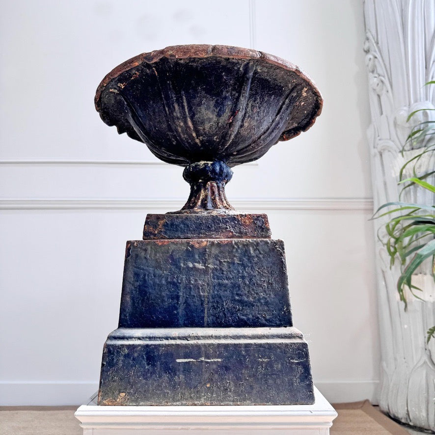 Antique Handyside Style Cast Iron Tazza Urn on Plinth 19th Century