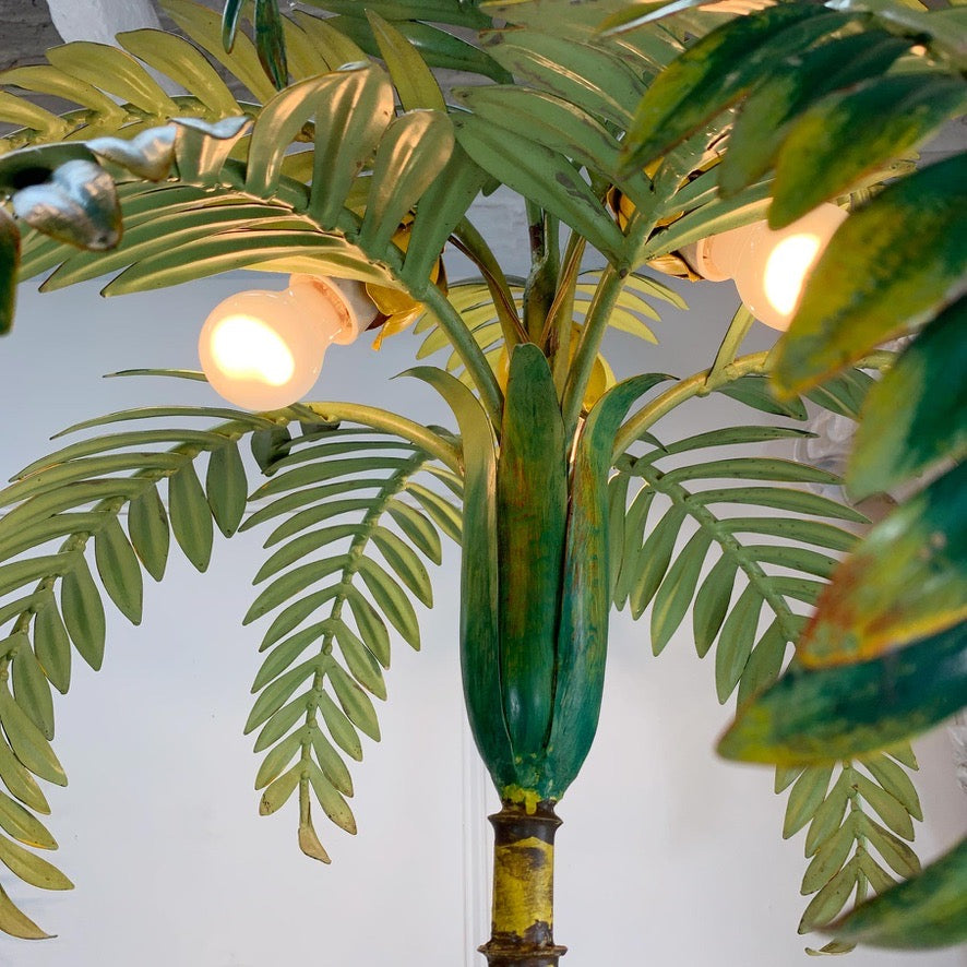 Polychrome Green Palm Tree Floor Lamp France 1940's