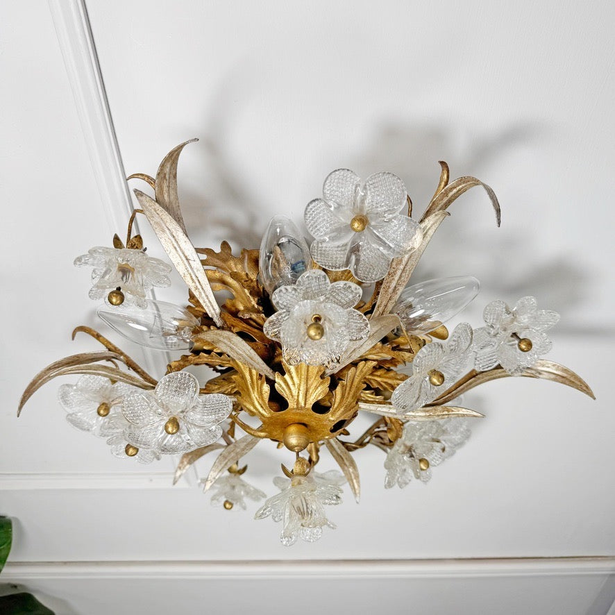 Banci Firenze Murano Glass Flush Light 1950's Italy