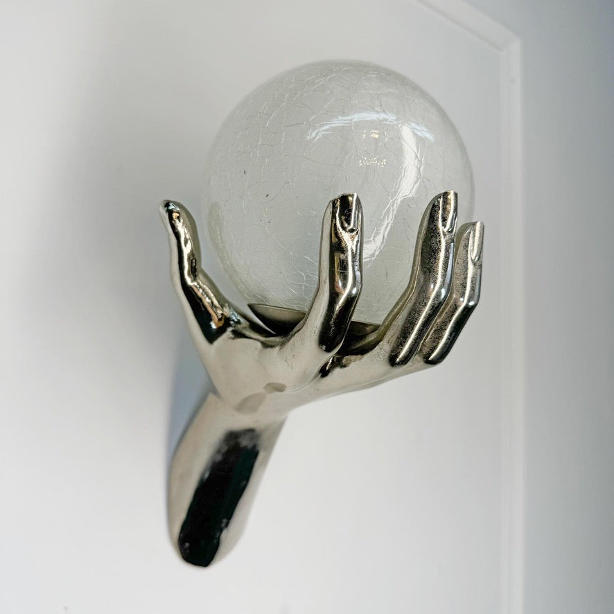Maison Arlus Bronze Hand Wall Sconce in Gilt Silver France 1970's