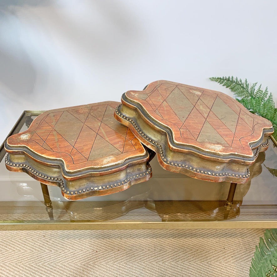 A Pair of 19th Century Carved Wood Gold Gesso Display Stands