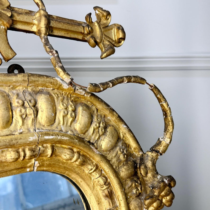 Antique Renaissance Revival Giltwood Overmantle Mirror 19th Century