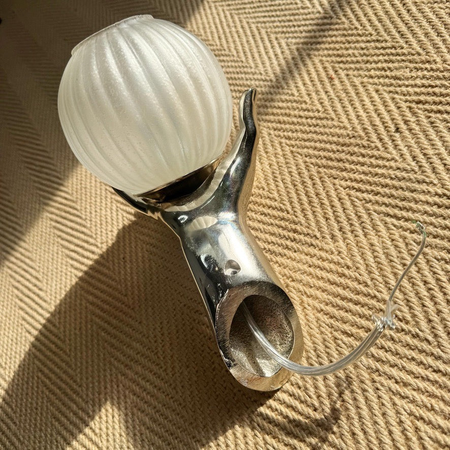 Vintage Maison Arlus Bronze Hand Wall Sconce in Silver France 1970's