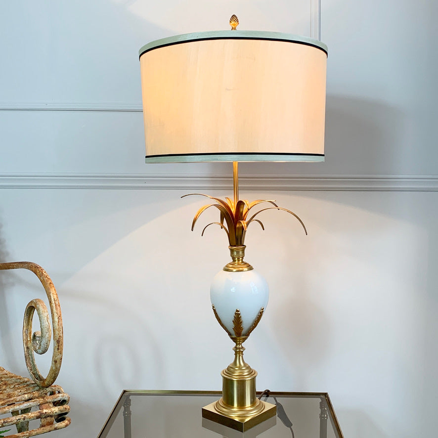 Maison S.A Boulanger White Opalescent Ostrich Egg Lamp