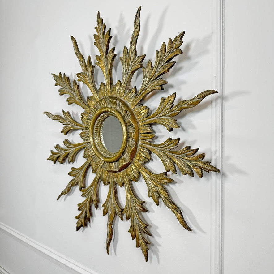 Antique Sunburst Mirror Giltwood 1920's