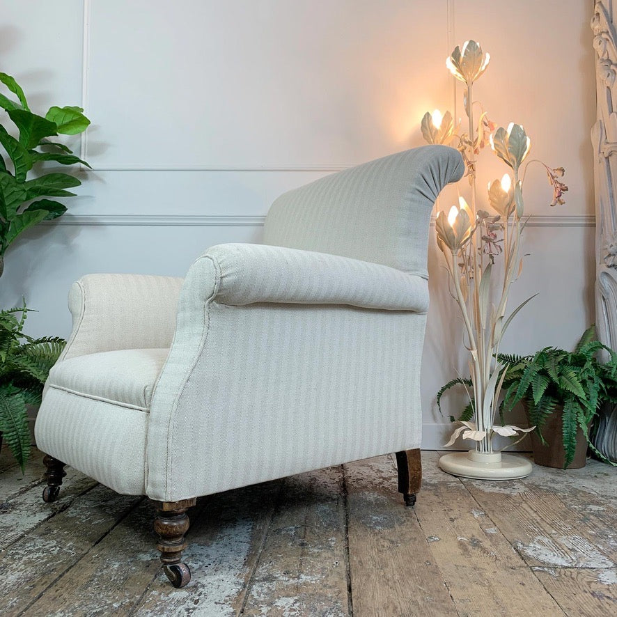 Victorian Cream Sleigh Back Country House Armchair