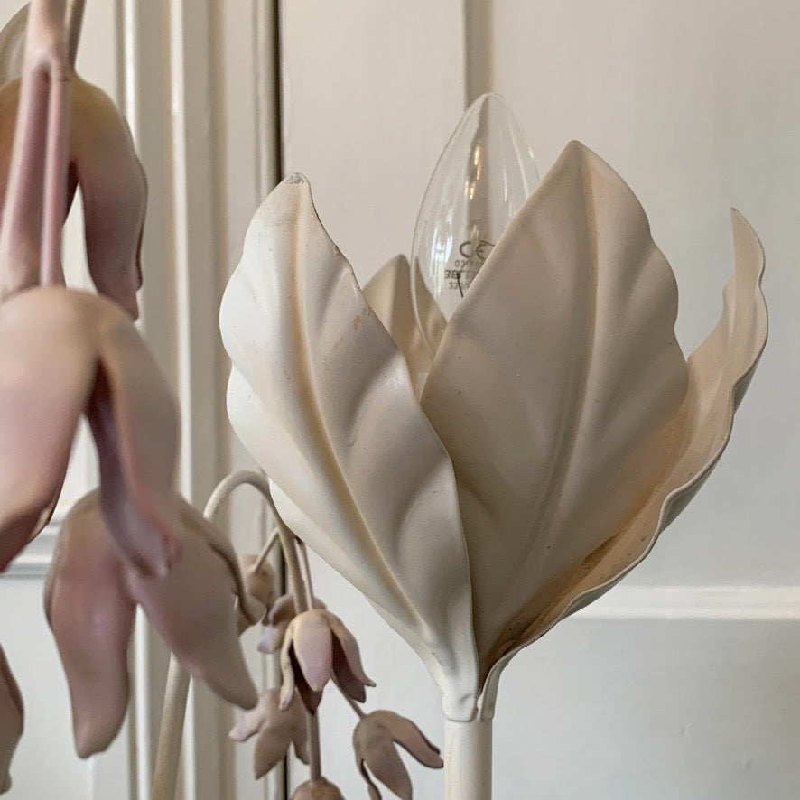 Hans Kogl White and Soft Pink Flower Floor Lamp