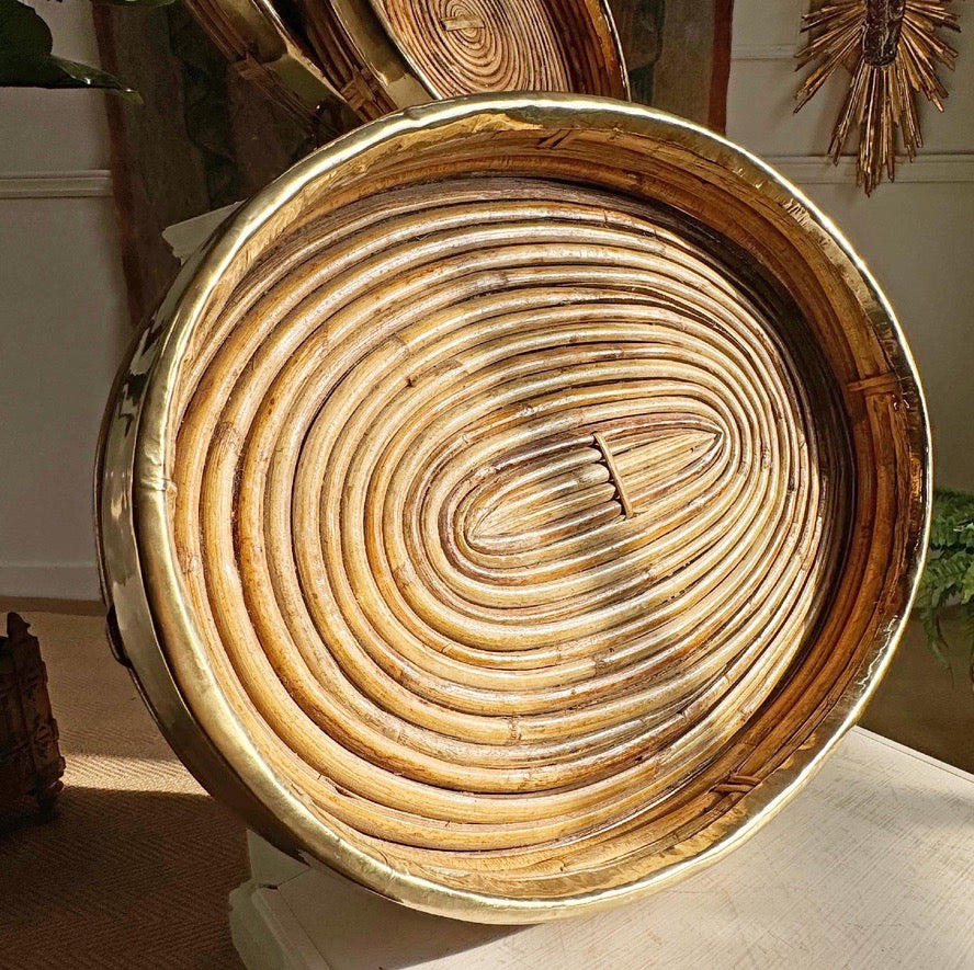 Gabriella Crespi Style Pencil Reed Banded Trays Set of 3