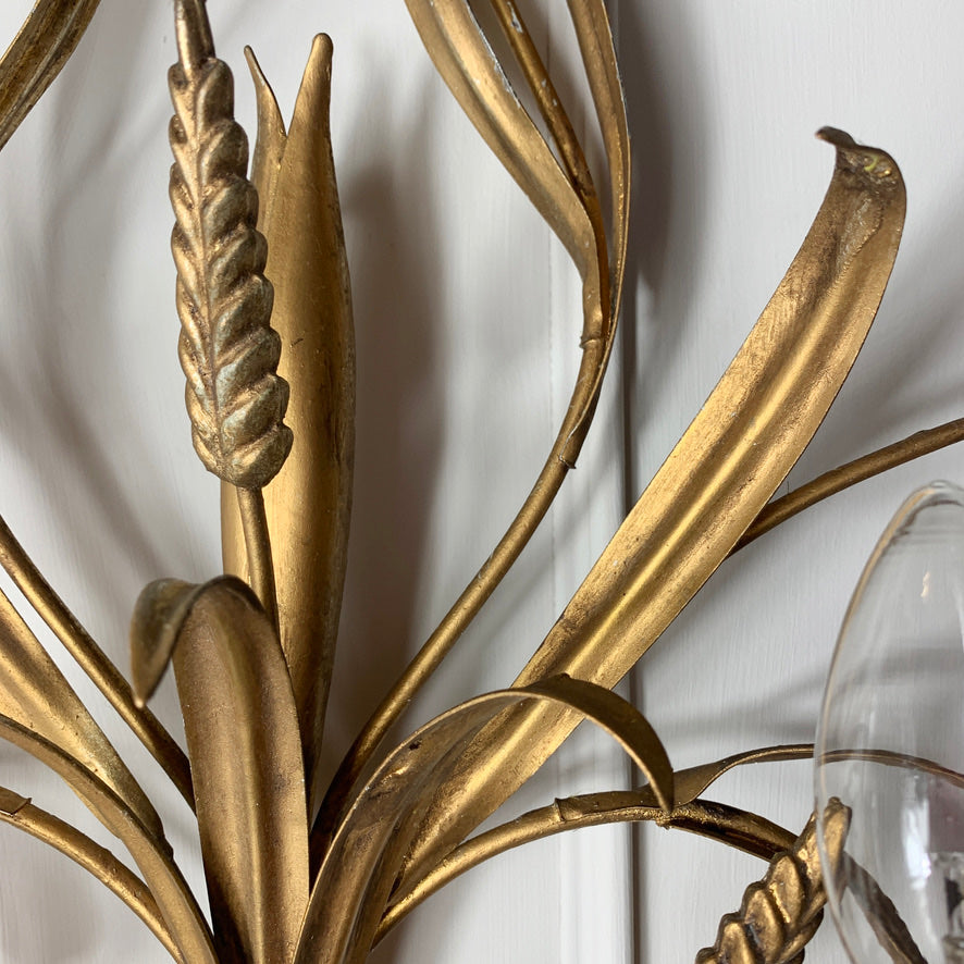Set Of 3 Hans Kogl Gold Wheat Sheaf Wall Lights