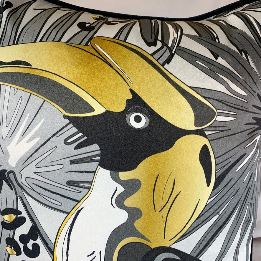 The Tropics Collection 'Hornbill' Luxury Silk Cushion