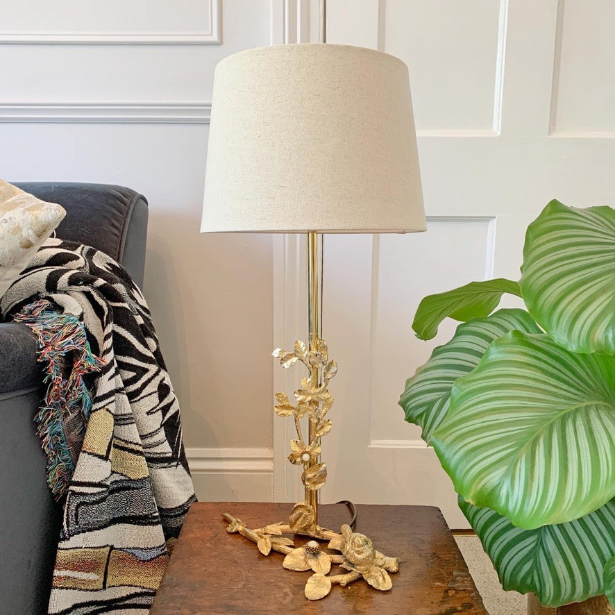 Fondica Gold Bird & Flowers Table Light, by Regis Dho
