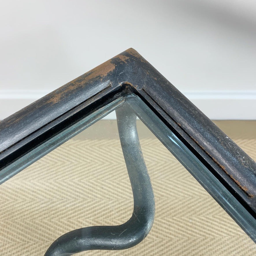 Wrought Iron Animalistic Glass Top Coffee Table