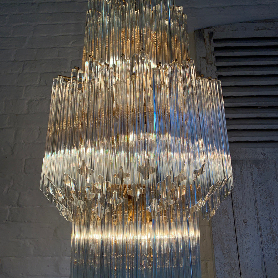 Venini Murano Quadriedri Chandelier 1970's