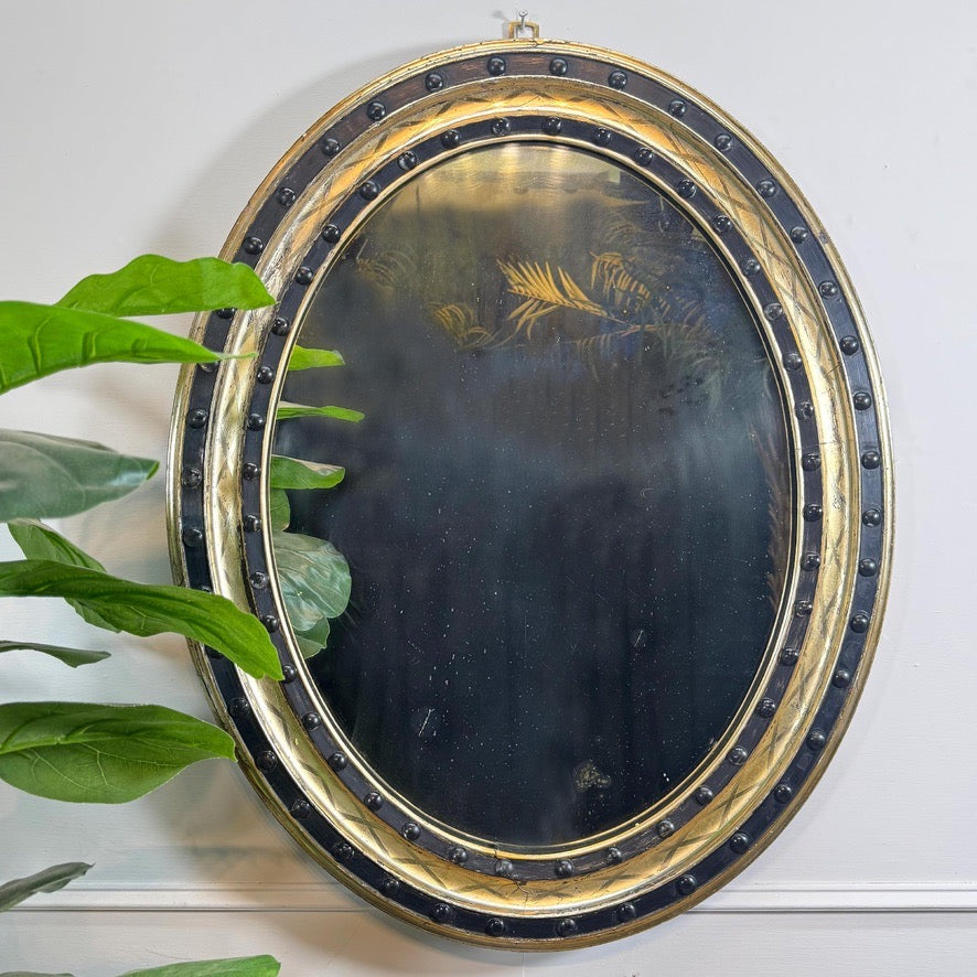 Large Regency Irish Giltwood and Ebonised Wall Mirror