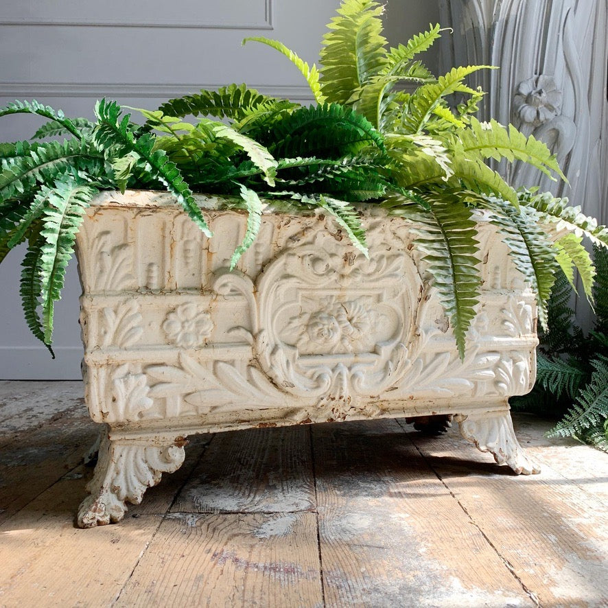 19th Century Large White French Cast Iron Jardiniere