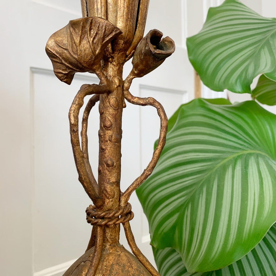 1950's Gold Lotus Flower American Table Lamp by the Marbro Company