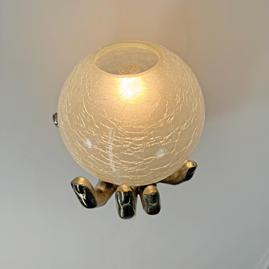 Maison Arlus Bronze Hand Wall Sconce in Gilt Silver France 1970's