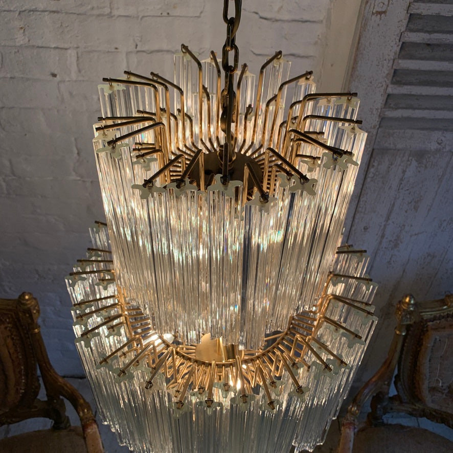 Venini Murano Quadriedri Chandelier 1970's