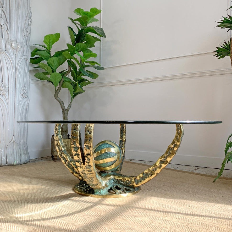 Henri Fernandez Gold Brutalist Bronze 'Octo' Coffee Table
