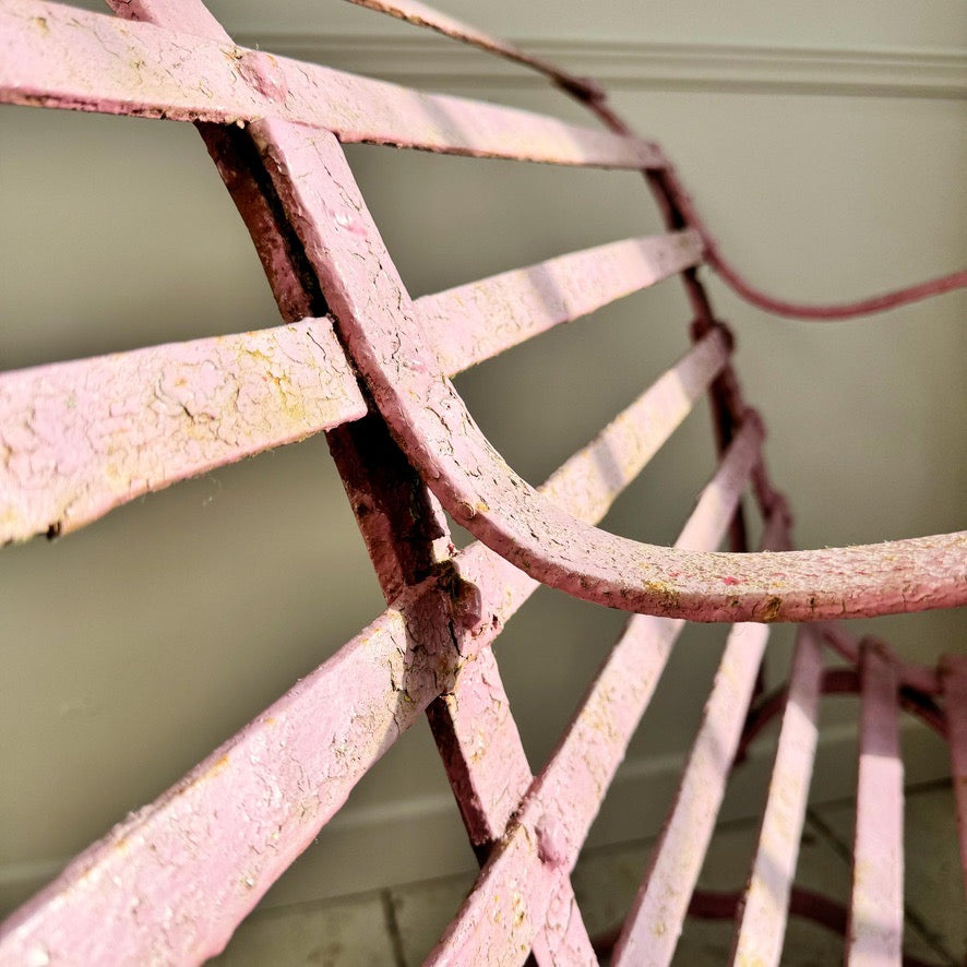 Early Victorian Scroll Arm Wrought Iron Pink Bench of Exceptional Proportions