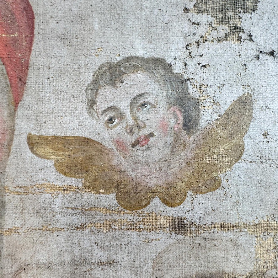 17th Century Wall Hanging oil on canvas of St Leonard of Noblac