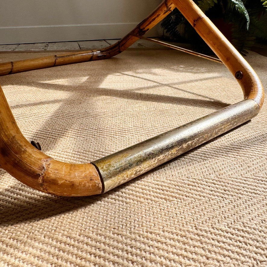 Pair of Vintage Folding Bamboo Deck Chairs 1960's Italian