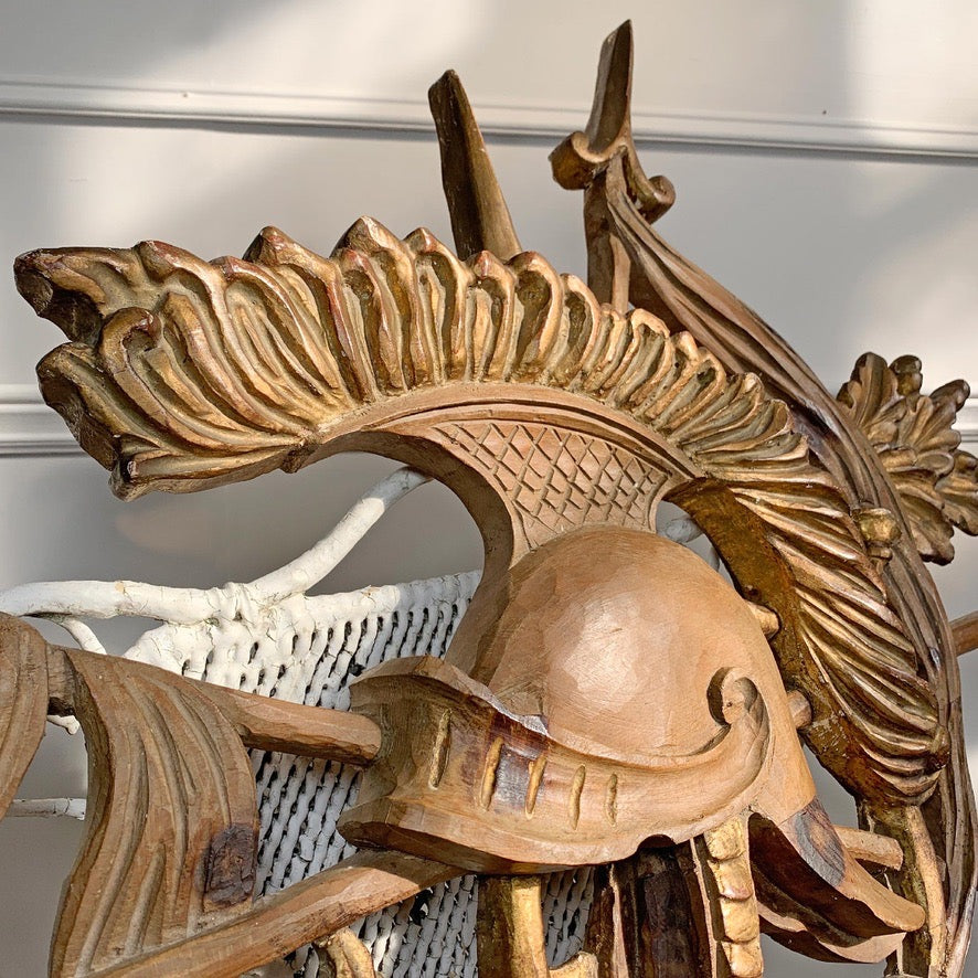 Late 18th Century Carved and Gilded Wood Trophy of Armour