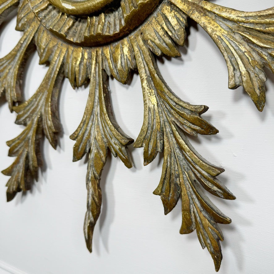 Antique Sunburst Mirror Giltwood 1920's