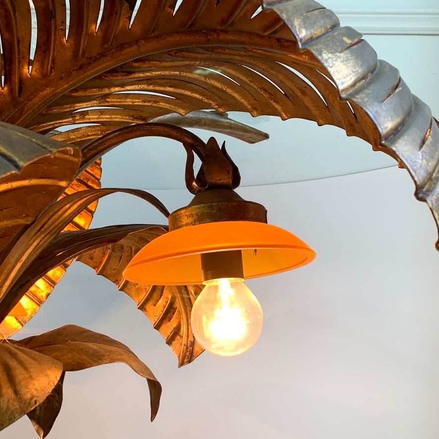Sergio Terzani Illuminated Gold Palm Leaf Table 1970's