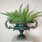 19th C French Green Cast Iron Urn With Decorative Handles