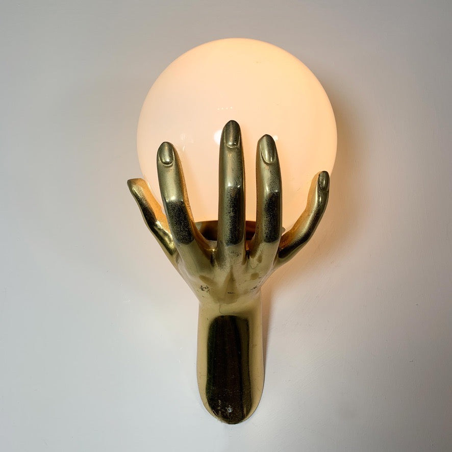 Maison Arlus Gilt Gold Bronze Hand Wall Sconce France 1970's