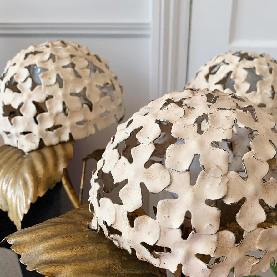 Rare 1950's White and Gold American Hydrangea Table Lamp