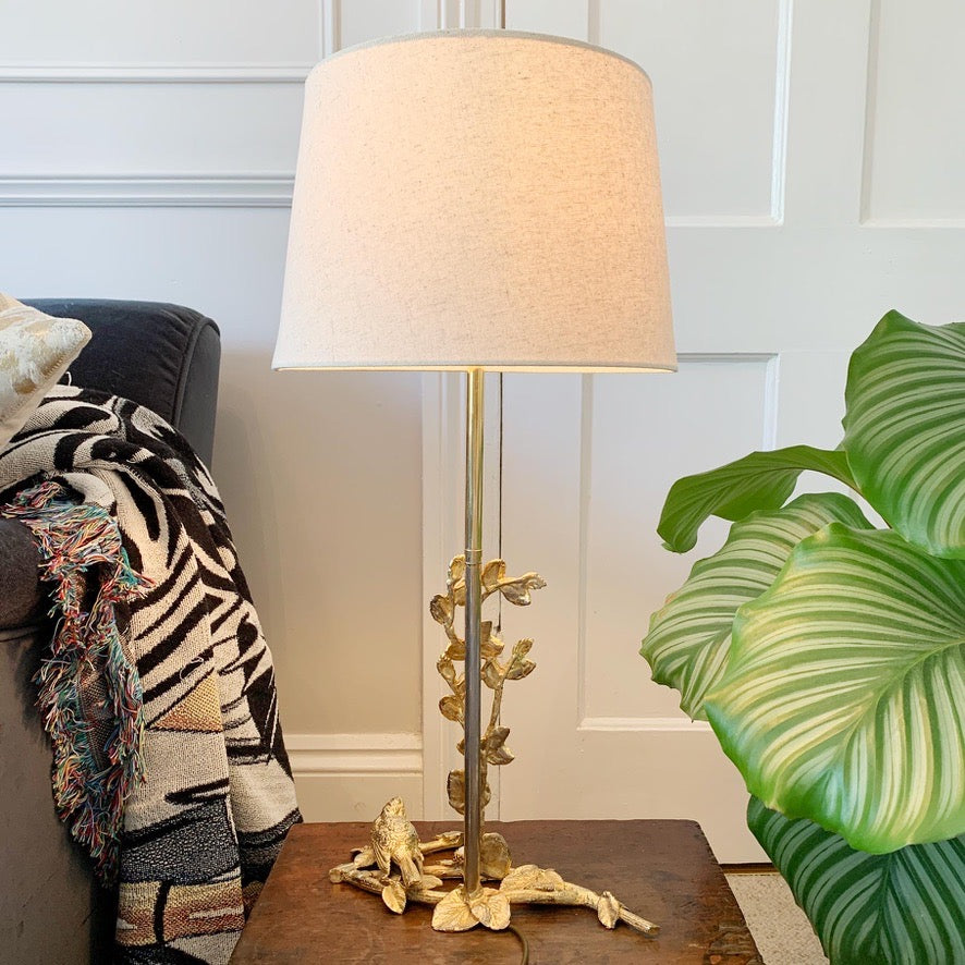 Fondica Gold Bird & Flowers Table Light, by Regis Dho