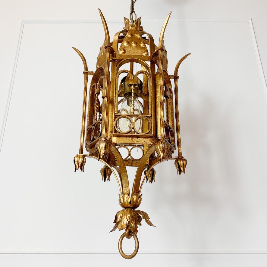Italian Hand Forged Gilt Lantern 1950's