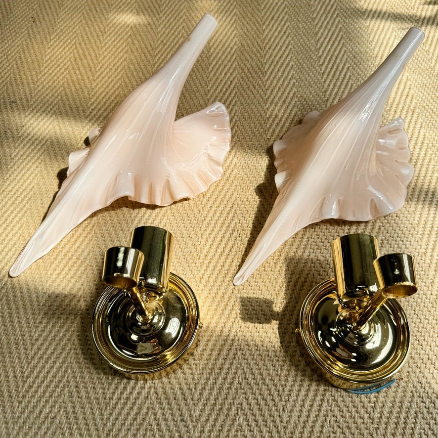 Barovier and Toso Pink Murano Glass Wall Lights