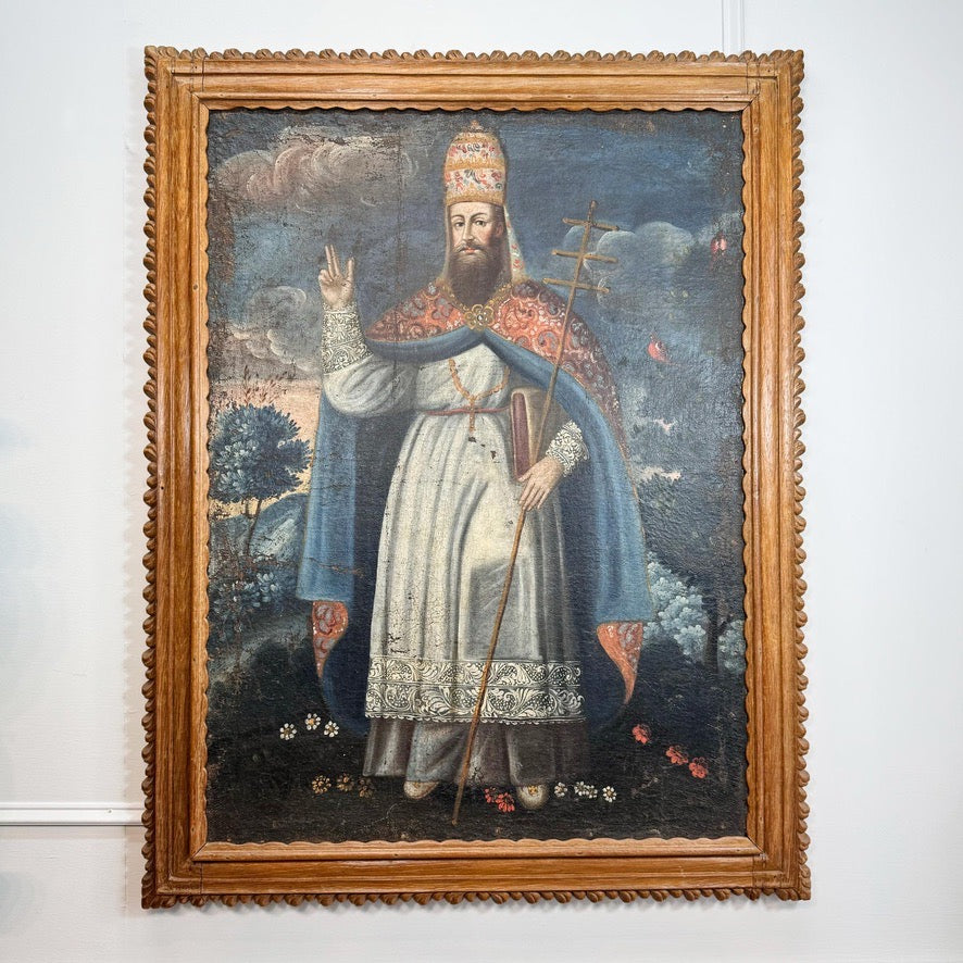 18th Century Cuzco School Oil Painting on Canvas Pope Gregory XIII